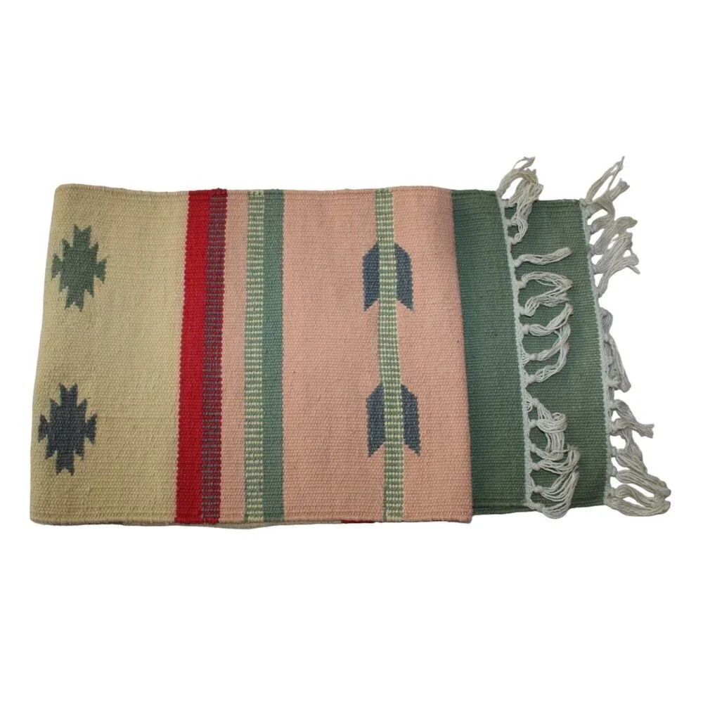 Hand loomed Art Southwestern table runner Pastel colors Geometric Folk Oaxacan?